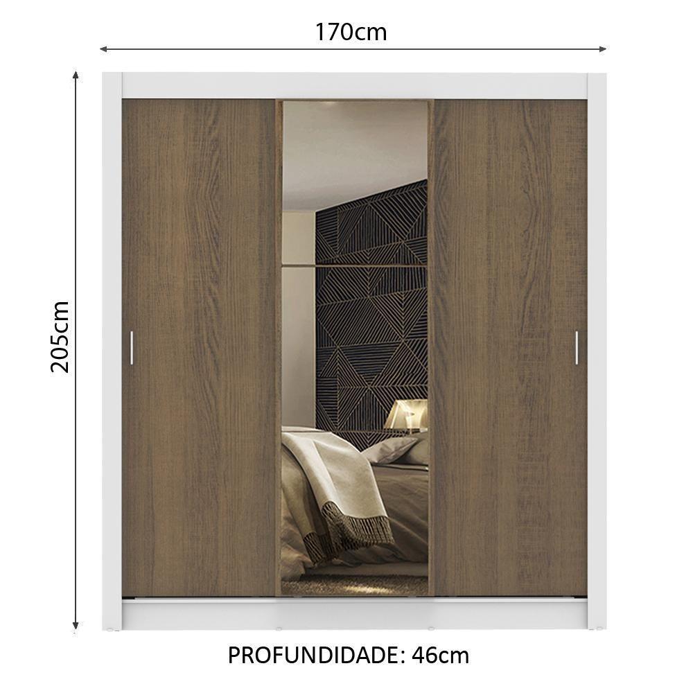 Guarda Roupa Casal Mônaco 3 Portas Correr 1 Espelho Madesa - 3