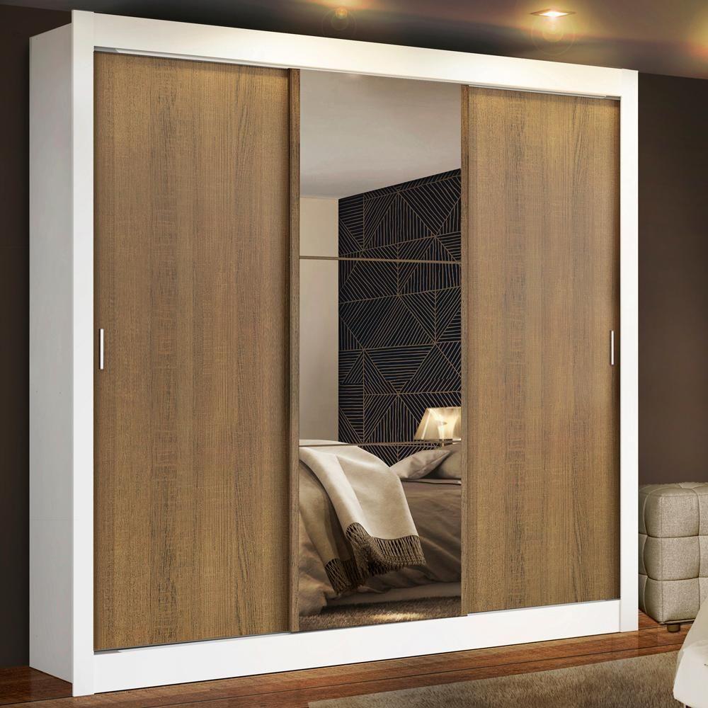 Guarda Roupa Casal Mônaco 3 Portas Correr 1 Espelho Madesa - 9