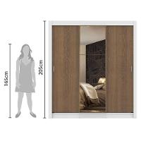 Guarda Roupa Casal Mônaco 3 Portas Correr 1 Espelho Madesa - 7