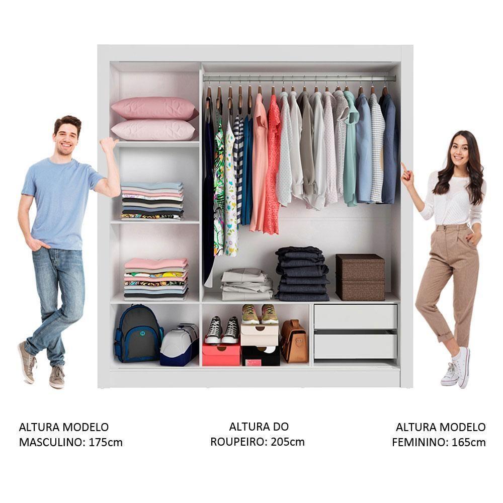 Guarda Roupa Casal Lyon 3 Portas de Correr 2 Gavetas Madesa - 12