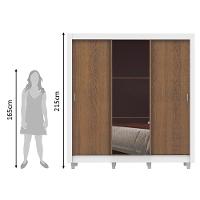 Guarda Roupa Casal Lyon 3 Portas de Correr com Espelho 2 Gavetas Madesa - 5