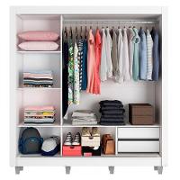 Guarda Roupa Casal Lyon 3 Portas de Correr com Espelho 2 Gavetas Madesa - 17