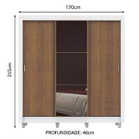 Guarda Roupa Casal Lyon 3 Portas de Correr com Espelho 2 Gavetas Madesa - 19