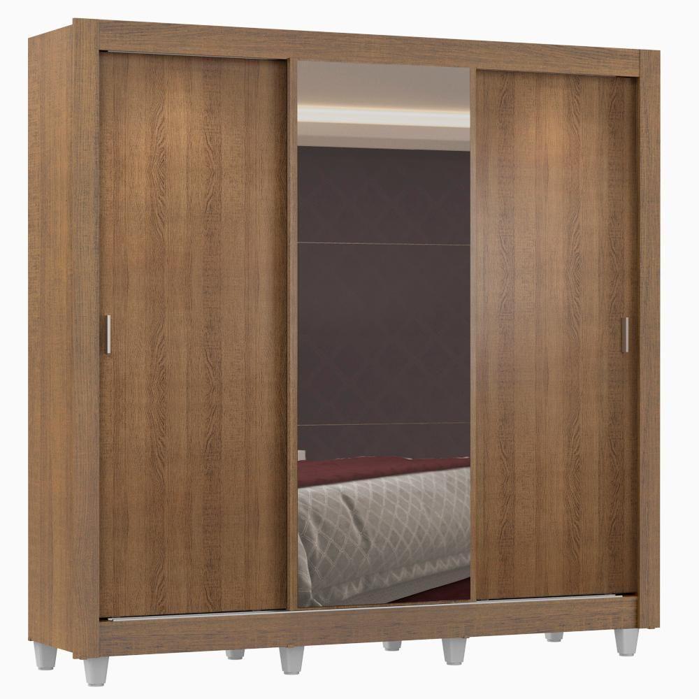 Guarda Roupa Casal Lyon Plus 3 Portas de Correr com Espelho 4 Gavetas Madesa - 2