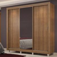 Guarda Roupa Casal Lyon Plus 3 Portas de Correr com Espelho 4 Gavetas Madesa - 1