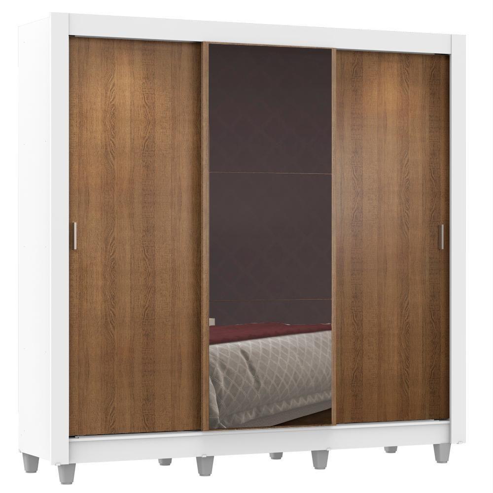 Guarda Roupa Casal Lyon Plus 3 Portas de Correr com Espelho 4 Gavetas Madesa - 2