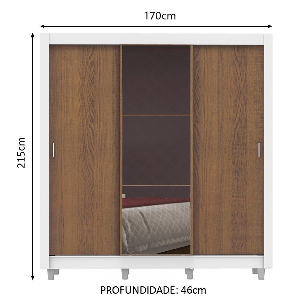 Guarda Roupa Casal Lyon Plus 3 Portas de Correr com Espelho 4 Gavetas Madesa - 6