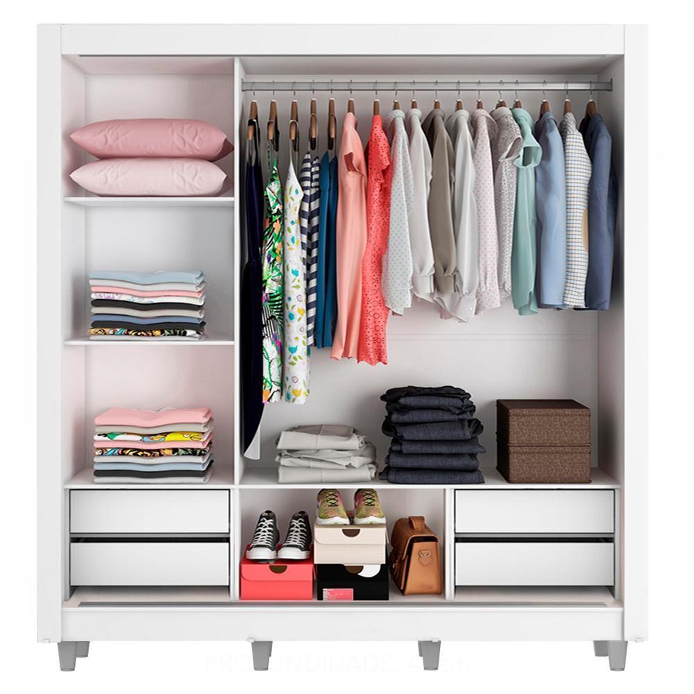 Guarda Roupa Casal Lyon Plus 3 Portas de Correr com Espelho 4 Gavetas Madesa - 10