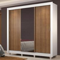 Guarda Roupa Casal Lyon Plus 3 Portas de Correr com Espelho 4 Gavetas Madesa