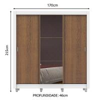 Guarda Roupa Casal Lyon Plus 3 Portas de Correr com Espelho 4 Gavetas Madesa - 6