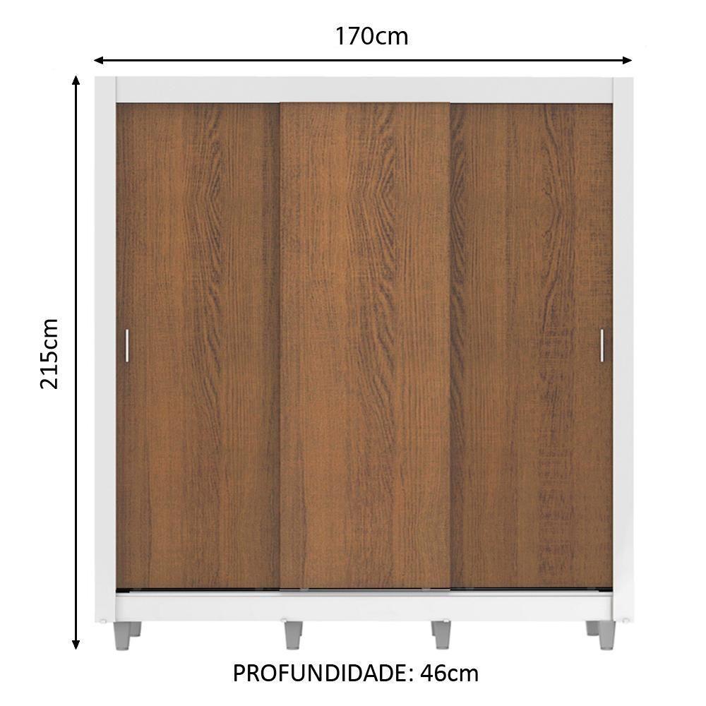 Guarda Roupa Casal Lyon Plus 3 Portas de Correr 4 Gavetas Madesa - 8