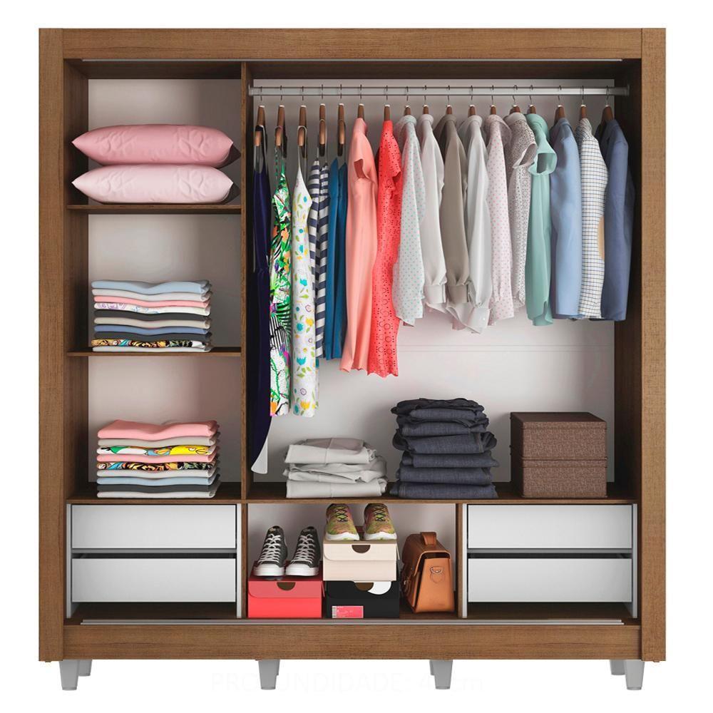 Guarda Roupa Casal Lyon Plus 3 Portas de Correr 4 Gavetas Madesa - 8