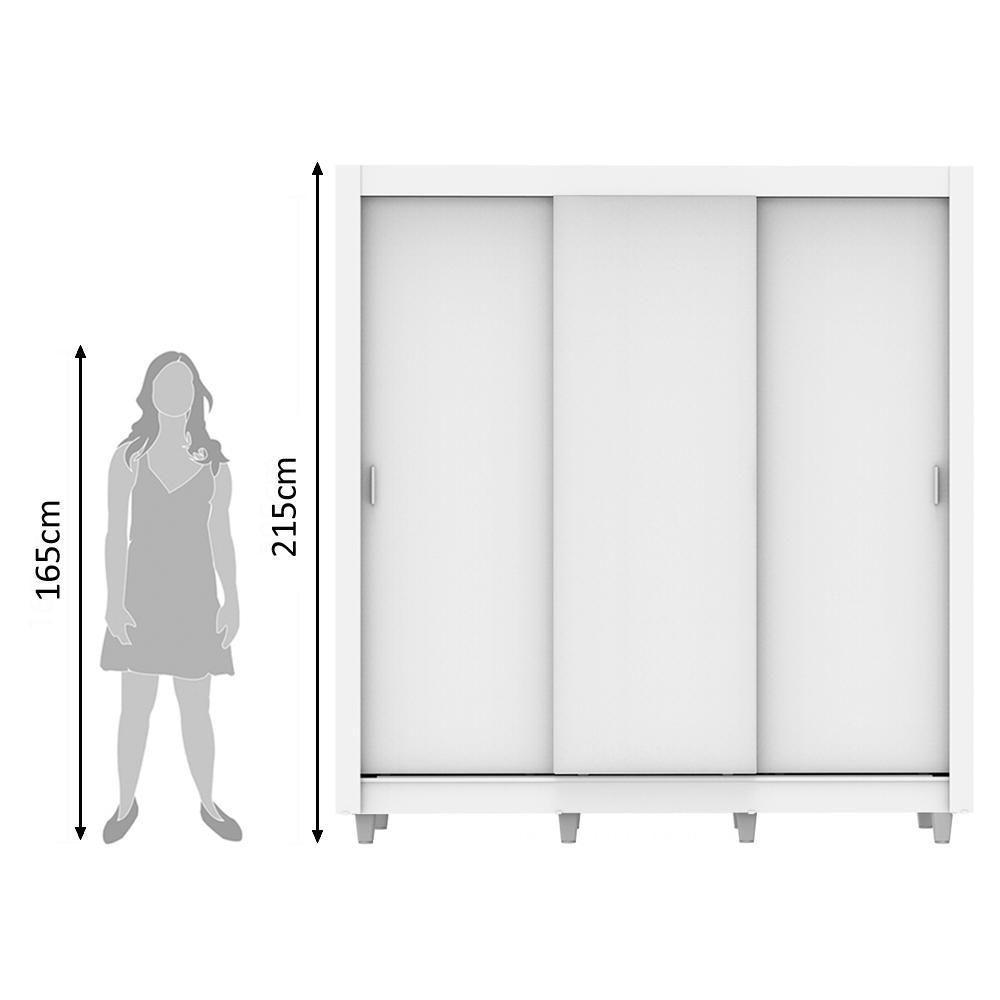Guarda Roupa Casal Lyon 3 Portas de Correr 2 Gavetas Madesa - 6