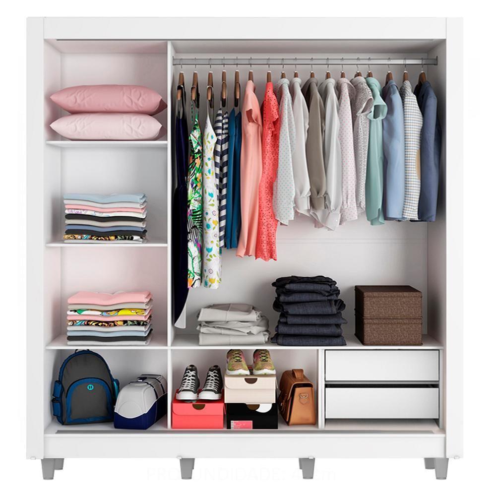 Guarda Roupa Casal Lyon 3 Portas de Correr 2 Gavetas Madesa - 11