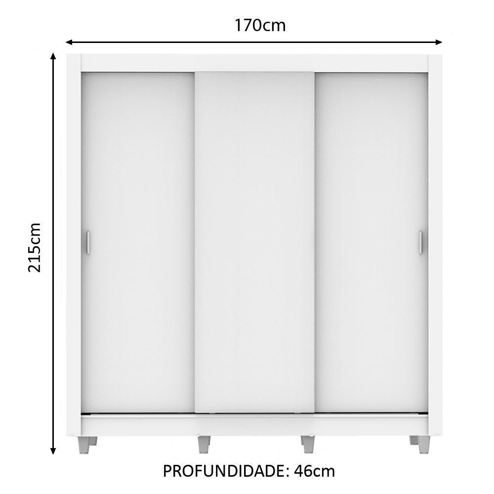 Guarda Roupa Casal Lyon Plus 3 Portas de Correr 4 Gavetas Madesa - 6