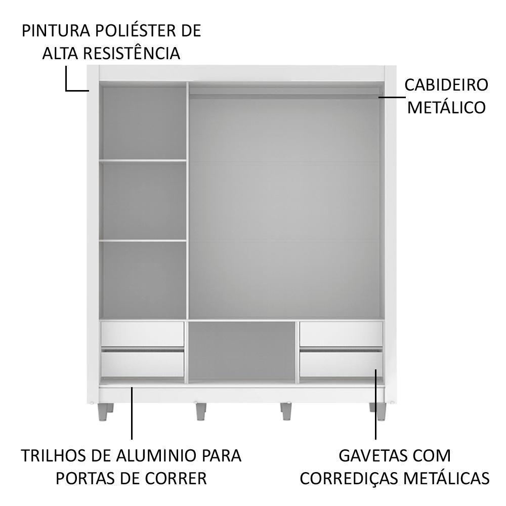 Guarda Roupa Casal Lyon Plus 3 Portas de Correr 4 Gavetas Madesa - 13