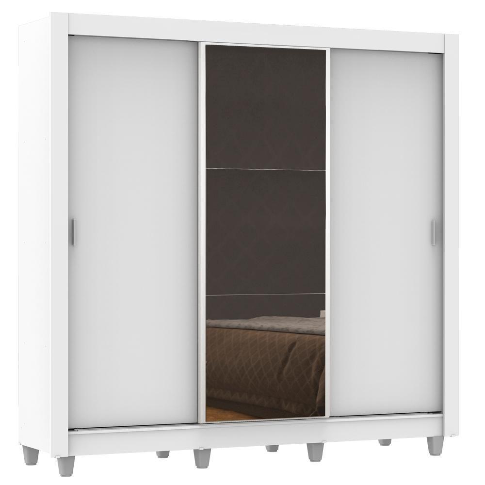 Guarda Roupa Casal Lyon 3 Portas de Correr com Espelho 2 Gavetas Madesa - 2