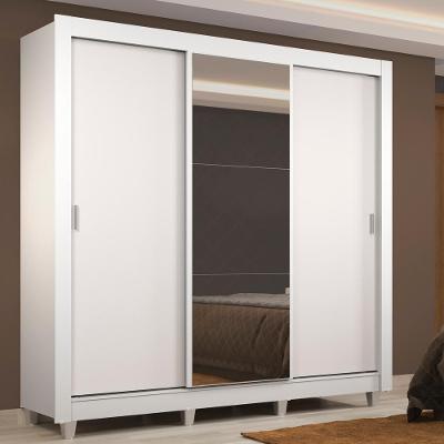 Guarda Roupa Casal Lyon 3 Portas de Correr 2 Gavetas Branco Branco