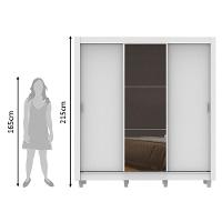 Guarda Roupa Casal Lyon 3 Portas de Correr com Espelho 2 Gavetas Madesa - 5