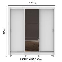 Guarda Roupa Casal Lyon 3 Portas de Correr com Espelho 2 Gavetas Madesa - 10