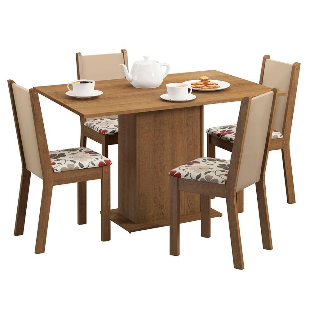 Sala de Jantar Talita Mesa Tampo Madeira 4 Cadeiras Madesa - 2