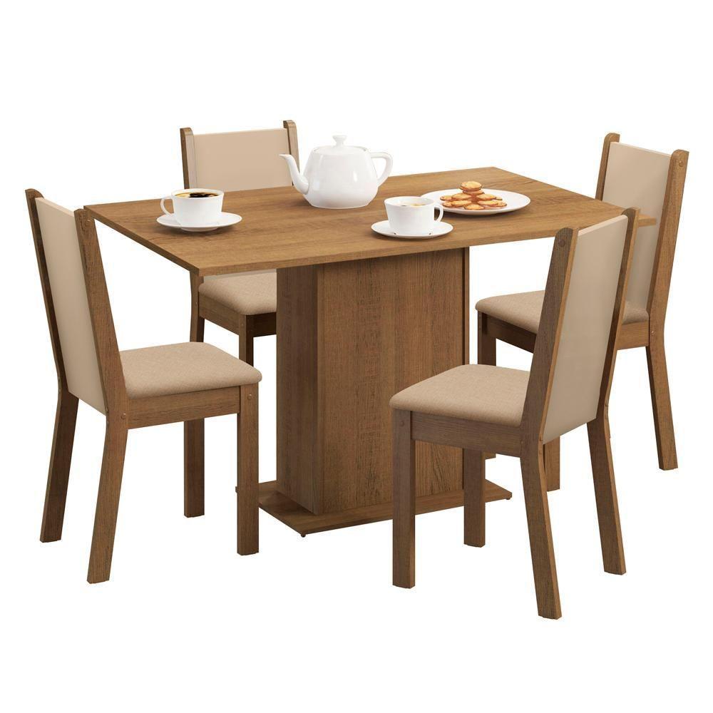 Conjunto Sala De Jantar Madesa Talita Mesa Tampo De Madeira Com 4 Cadeiras Rustic/Crema/Pérola - 9
