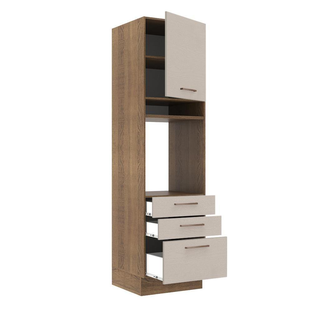 Torre Quente 60cm 1 Porta 3 Gavetas Rustic/Crema Agata - 3