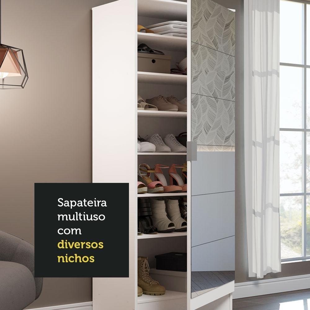 Sapateira Armário Multiúso Madesa Isis 1 Porta Com Espelhos Branco - 6