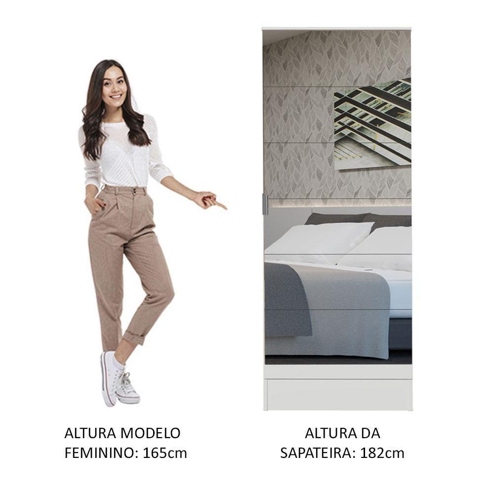 Sapateira Armário Multiúso Madesa Isis 1 Porta Com Espelhos Branco - 7