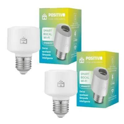 Kit 2 Smart Bocal Wi-fi Positivo Casa Inteligente Soquete E27 100w Fácil Instalação E Automação Remota