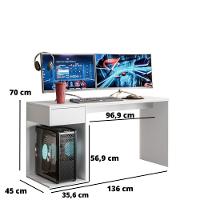 Mesa Gamer Jogos Start - Mdp 1 Porta E 1 Gaveta Branco - Movelove Branco - 3