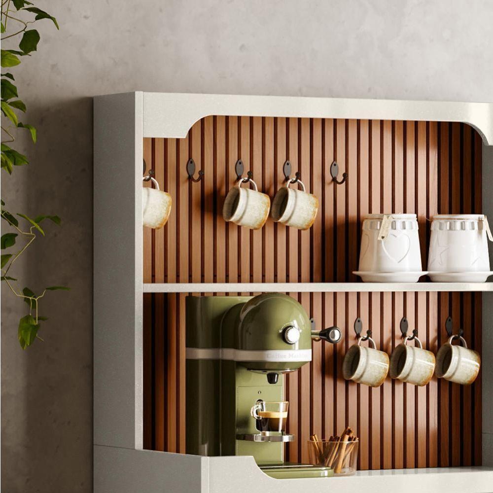 Conjunto Home Cross Efeito Ripado Buffet 4 Portas Cantinho Do Café Lukaliam Móveis - 6