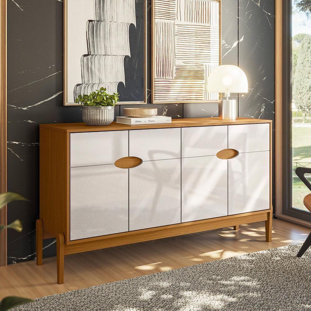 Conjunto Home Cross Efeito Ripado Buffet 4 Portas Cantinho Do Café Lukaliam Móveis - 8