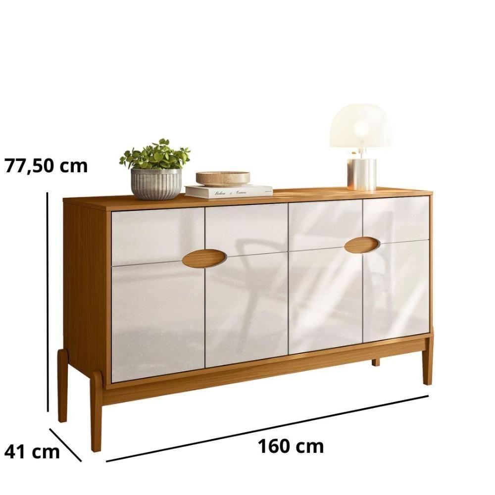 Conjunto Home Cross Efeito Ripado Buffet 4 Portas Cantinho Do Café Lukaliam Móveis - 9