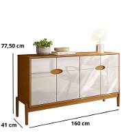 Conjunto Home Cross Efeito Ripado Buffet 4 Portas Cantinho Do Café Lukaliam Móveis - 9