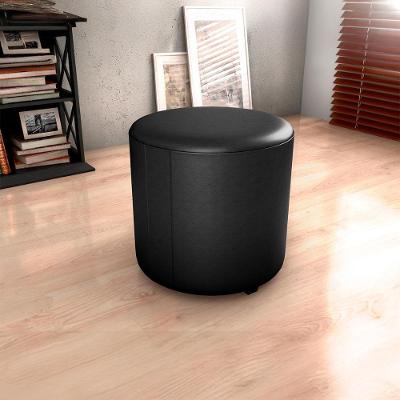 Puff Banqueta Redondo Luxo Copenhage Matrix Sintetico Preto