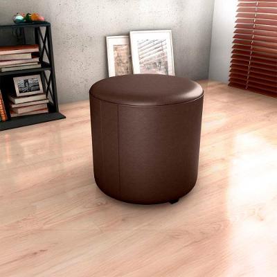 Puff Banqueta Redondo Luxo Copenhage Matrix Sintetico Marrom