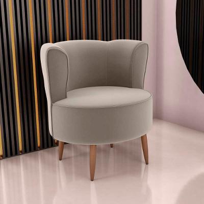 Poltrona Decorativa Premium Redonda Savana Matrix Veludo Capuccino