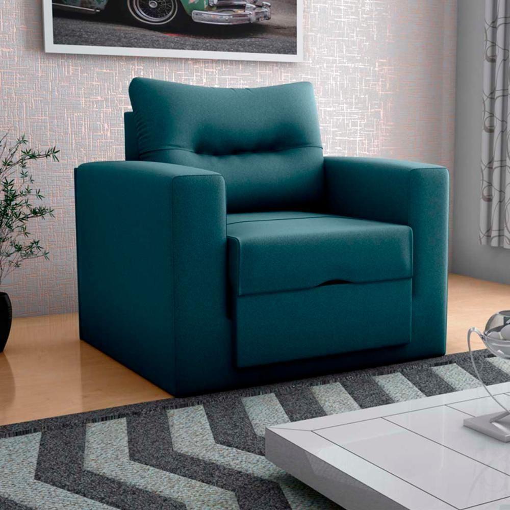 Sofa Cama Poltrona 1 Lugar Solteiro 0,90 Larg Marissol Matrix Suede Petróleo - 2