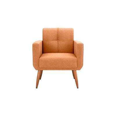 Poltrona Cadeira Com Puff Para Descanço Acabamento Premium Havana Matrix Boucle Mostarda