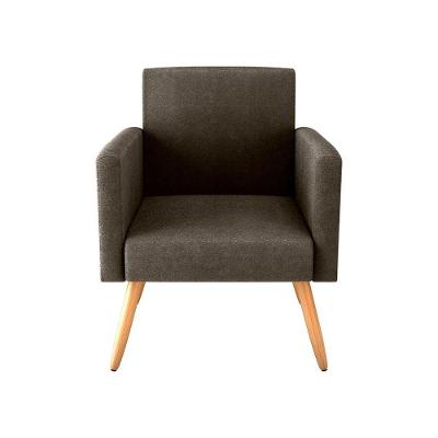 Kit 2 Poltronas Decorativas E Puff Decorativo Pés Palito Dallas Matrix Veludo Turkey Marrom