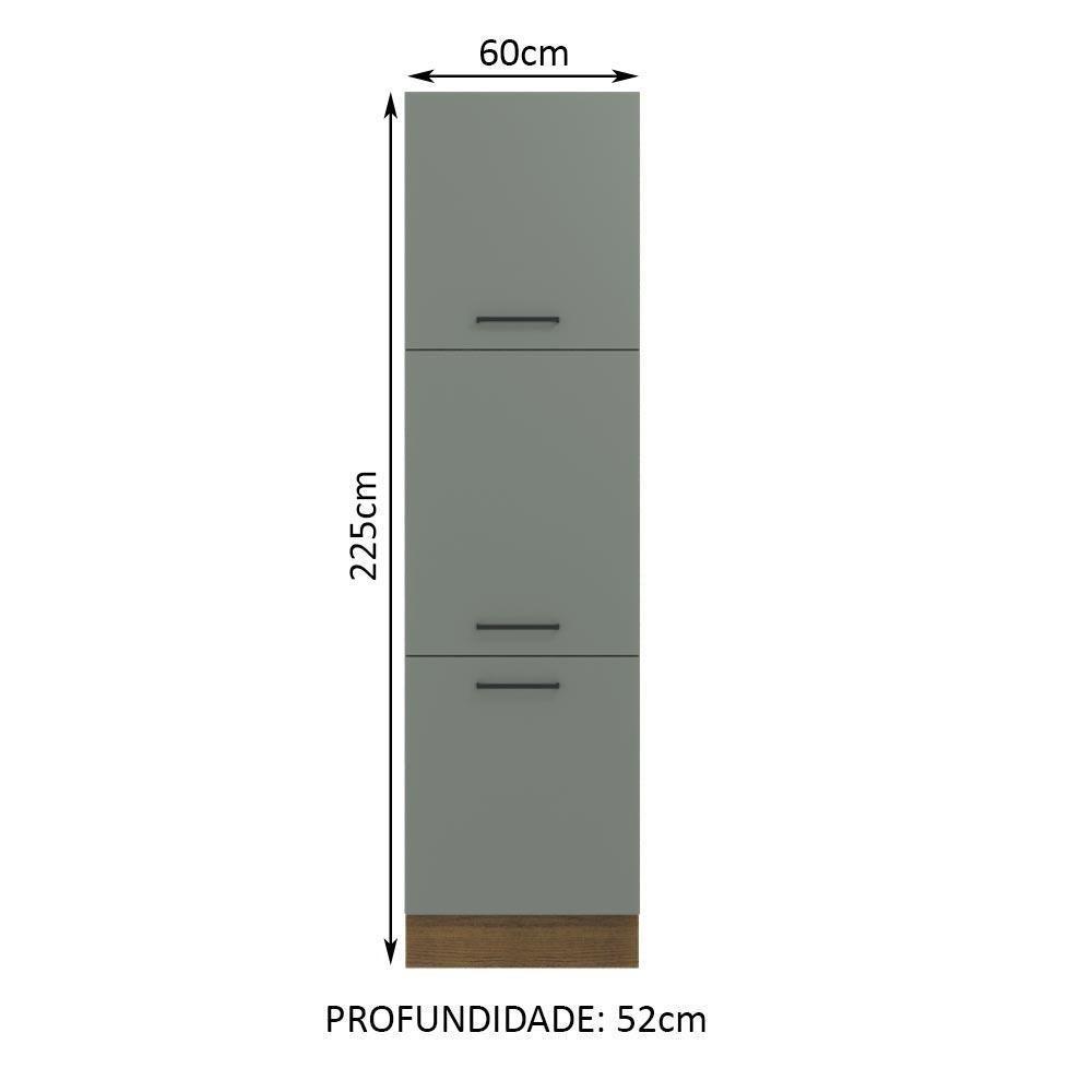 Paneleiro Agata 60 cm 3 Portas Rustic/Cinza Madesa - 5