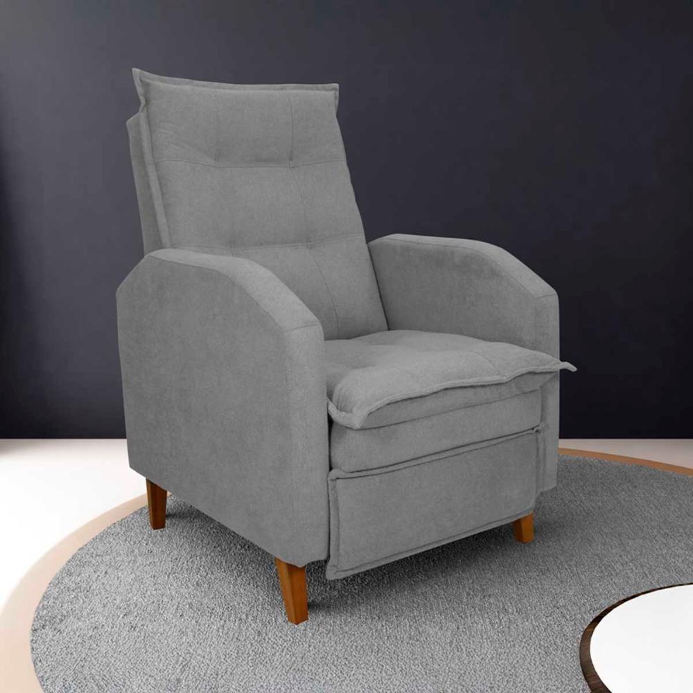 Poltrona Amamentação Luxo Reclinável Com Assento Confortável Yaris Matrix Boucle Cinza - 2