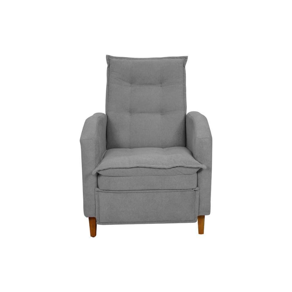 Poltrona Amamentação Luxo Reclinável Com Assento Confortável Yaris Matrix Boucle Cinza - 4