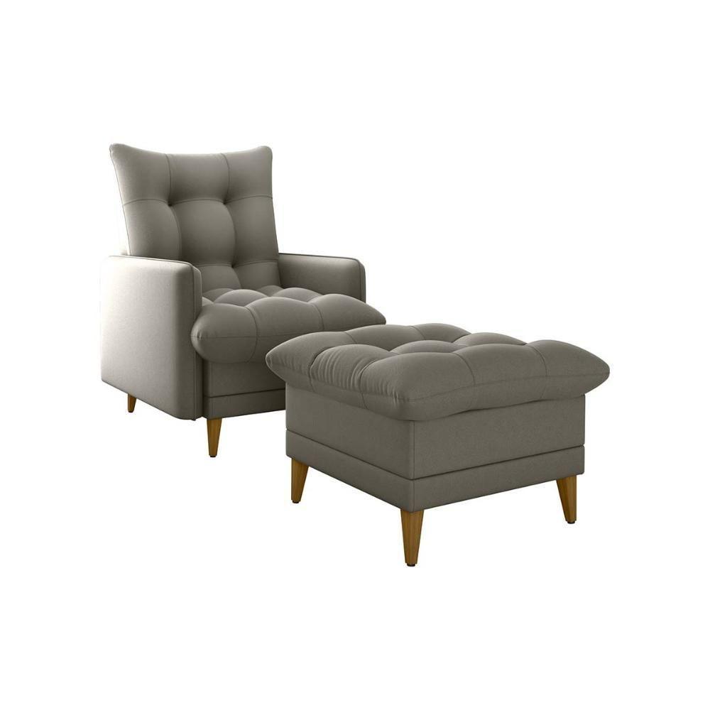 Poltrona De Amamentação Com Puff Luxo Confortável Montreal Matrix Suede Capuccino - 1