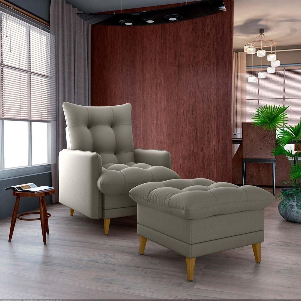 Poltrona De Amamentação Com Puff Luxo Confortável Montreal Matrix Suede Capuccino - 8