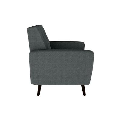 Poltrona Para Descanço Com Pés De Madeira Livia Matrix Boucle Cinza