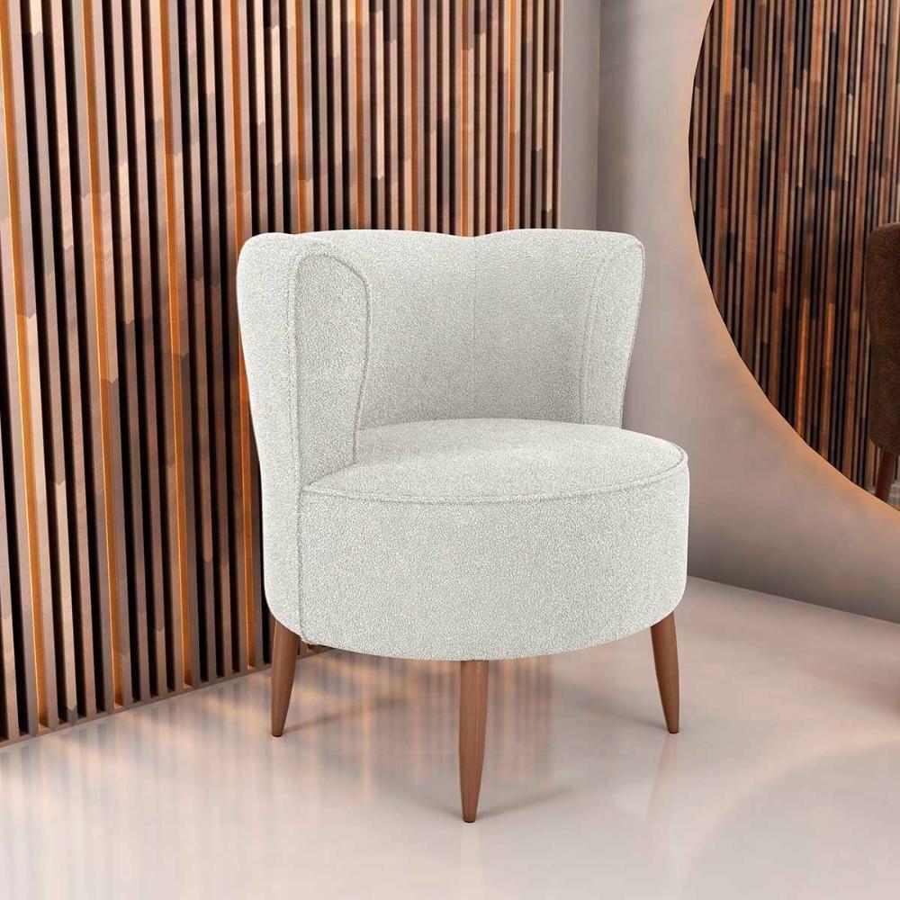Poltrona Decorativa Premium Redonda Savana Matrix Boucle Bege - 3