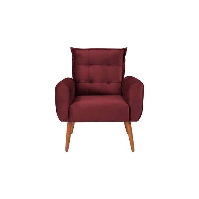 Poltrona Decorativa Descanço Pés Palito Dakota Matrix Veludo Vinho