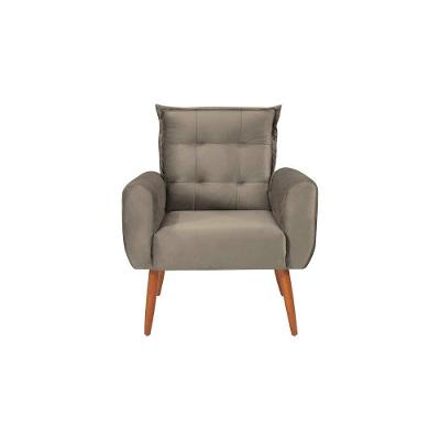 Poltrona Decorativa Descanço Pés Palito Dakota Matrix Veludo Capuccino